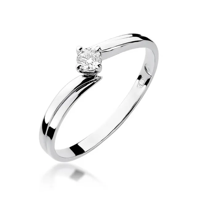 Złoty pierścionek z diamentem Białe złoto EW-231 0,10ct