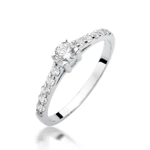 Złoty pierścionek z diamentem Białe złoto EW-409 0,60ct