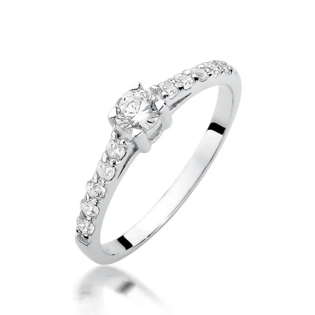Złoty pierścionek z diamentem Białe złoto EW-409 0,60ct