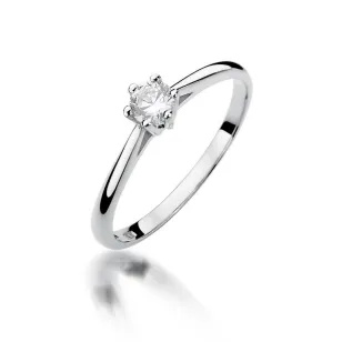 Złoty pierścionek z diamentem Białe złoto EW-365 0,15ct