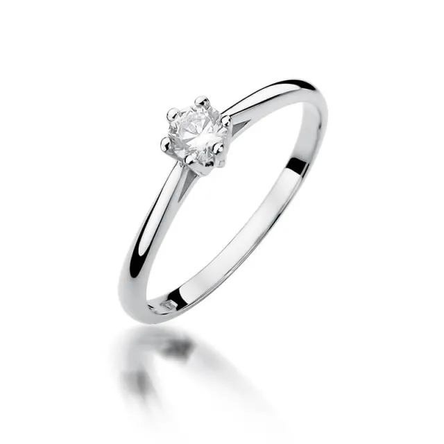 Pierścionek zaręczynowy z diamentem białe złoto 0,15ct