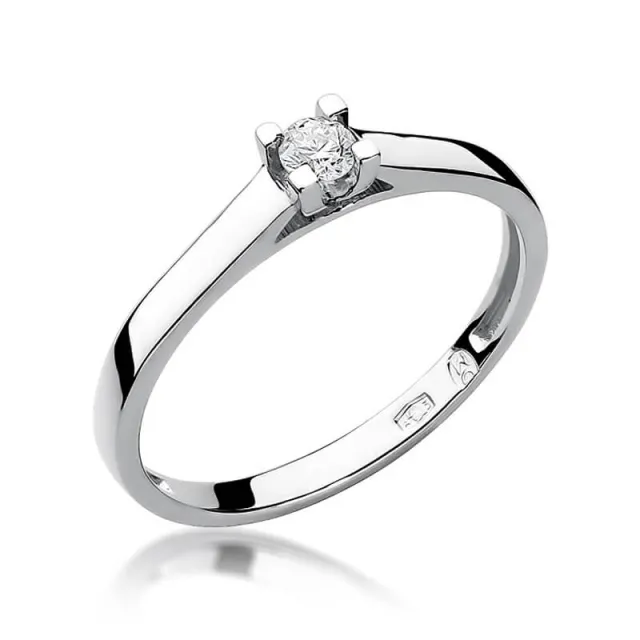 Złoty pierścionek zaręczynowy z diamentem białe złoto 0,08ct