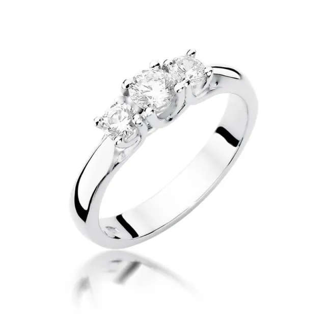 Złoty pierścionek z diamentem Białe złoto EW-344 0,49ct