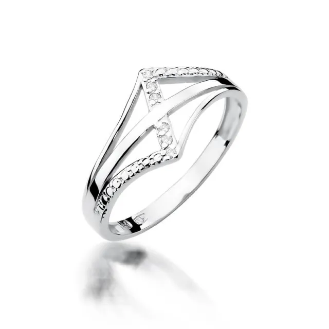 Złoty pierścionek z diamentem Białe złoto EW-114 0,03ct