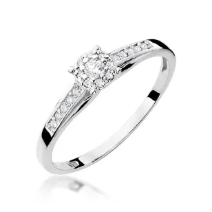 Złoty pierścionek z diamentem Białe złoto EW-34 0,13ct