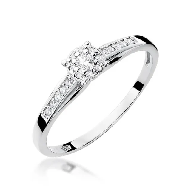 Złoty pierścionek z diamentem Białe złoto EW-34 0,13ct