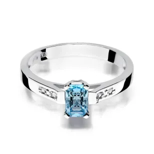Złoty pierścionek z diamentem Białe złoto EW-78 topaz