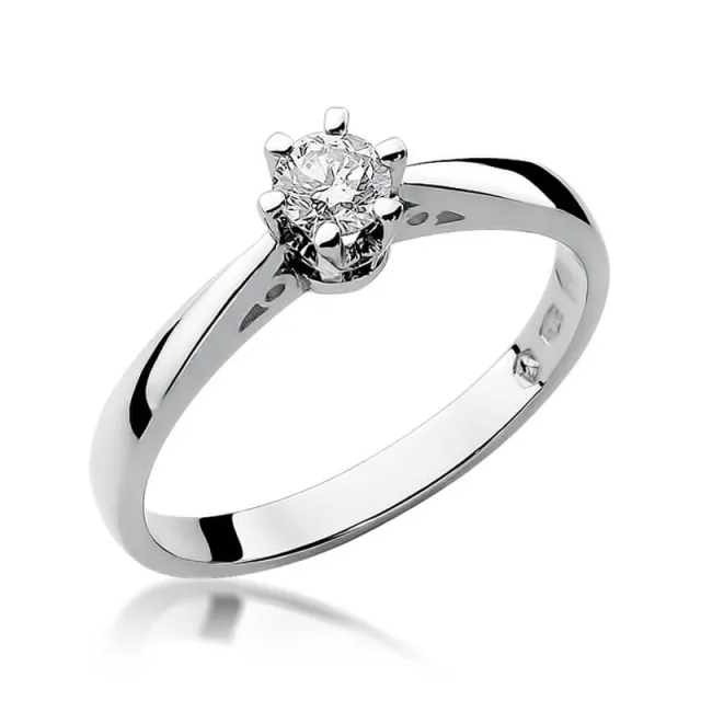 Złoty pierścionek z diamentem Białe złoto EW-234 0,30ct