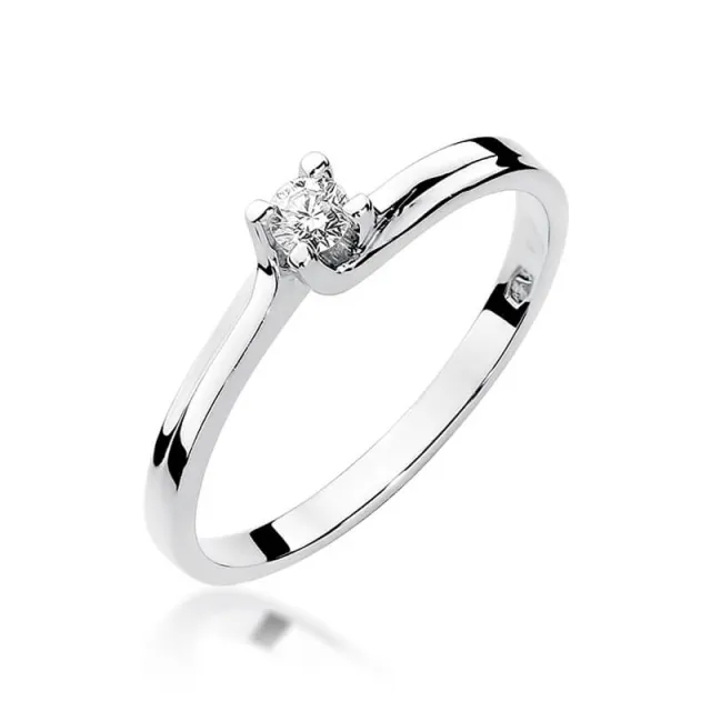 Złoty pierścionek z diamentem Białe złoto EW-93 0,08ct