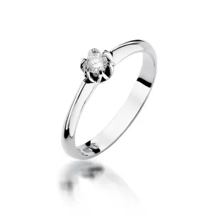 Złoty pierścionek z diamentem Białe złoto EW-134 0,10ct