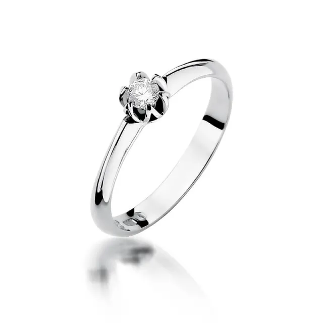 Złoty pierścionek z diamentem Białe złoto EW-134 0,10ct