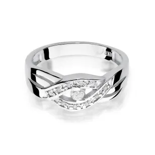 Złoty pierścionek z diamentem Białe złoto EW-83 0,10ct