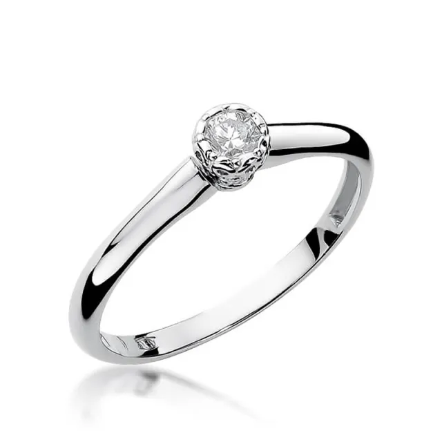 Złoty pierścionek z diamentem Białe złoto EW-42 0,13ct