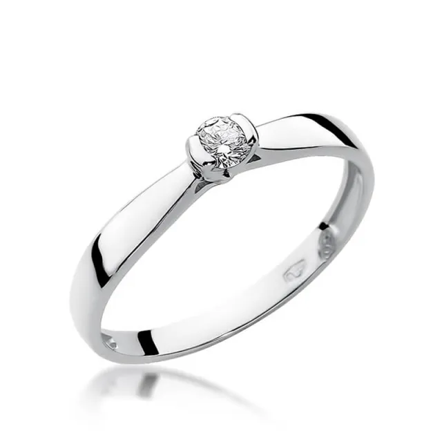 Złoty pierścionek z diamentem Białe złoto EW-223 0,10ct