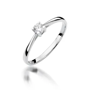 Złoty pierścionek z diamentem Białe złoto EW-367 0,15ct