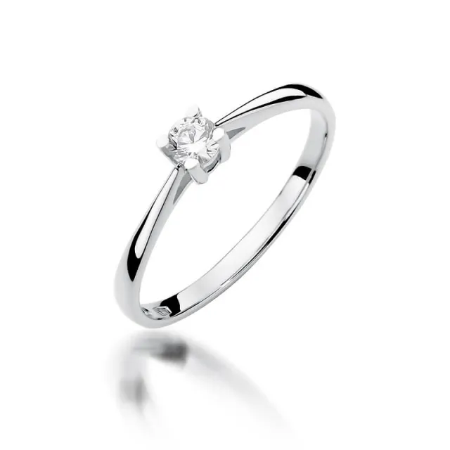 Złoty pierścionek z diamentem Białe złoto EW-367 0,15ct