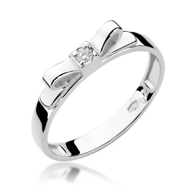 Złoty pierścionek z diamentem Białe złoto EW-290 0,03ct