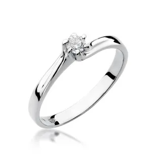 Złoty pierścionek z diamentem Białe złoto EW-21 0,10ct
