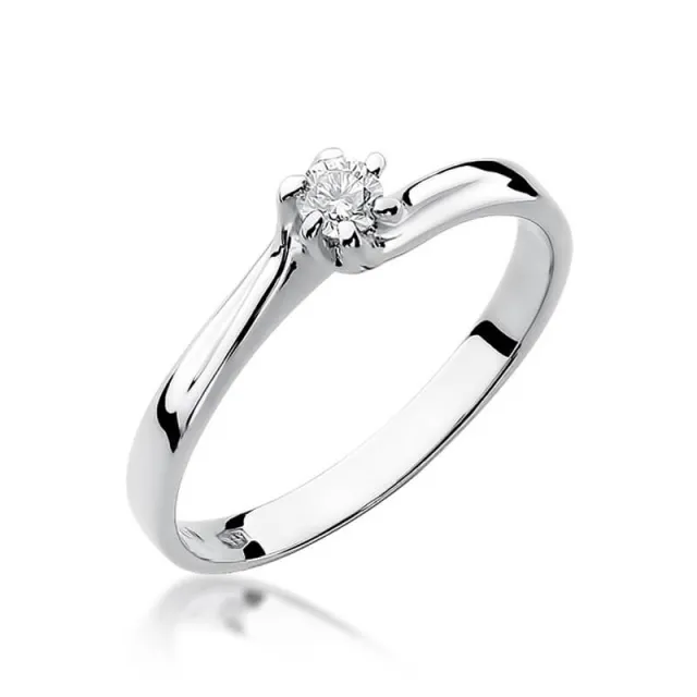 Złoty pierścionek z diamentem Białe złoto EW-21 0,10ct