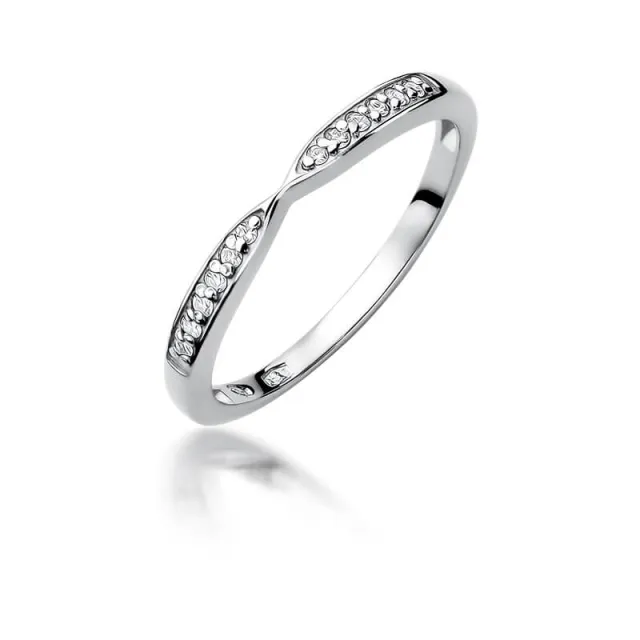 Złoty pierścionek z diamentem Białe złoto EW-425 0,10ct