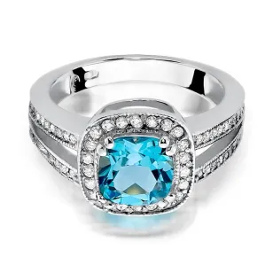 Złoty pierścionek z diamentem Białe złoto EW-307 topaz