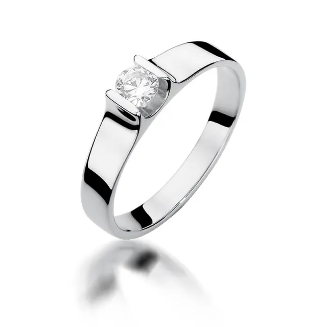 Złoty pierścionek z diamentem Białe złoto EW-388 0,23ct