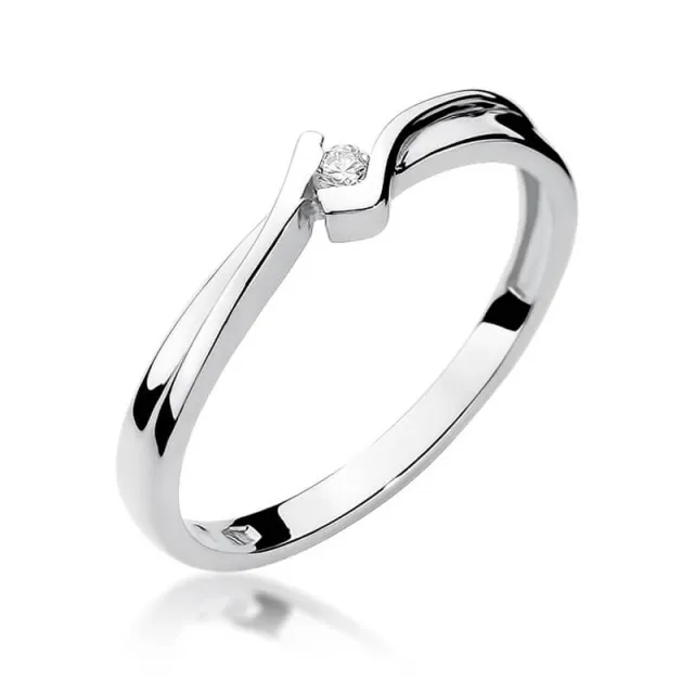 Złoty pierścionek z diamentem Białe złoto EW-181 0,04ct