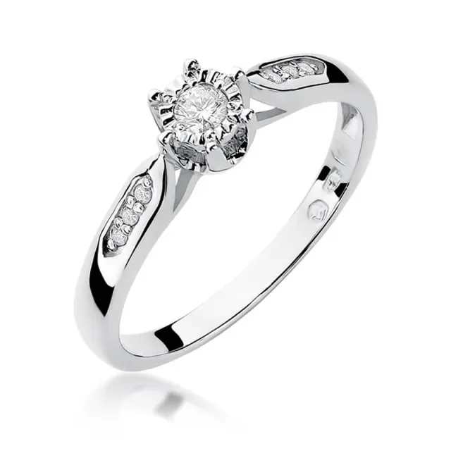 Złoty pierścionek z diamentem Białe złoto EW-328 0,11ct
