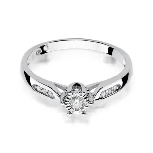 Złoty pierścionek z diamentem Białe złoto EW-328 0,11ct