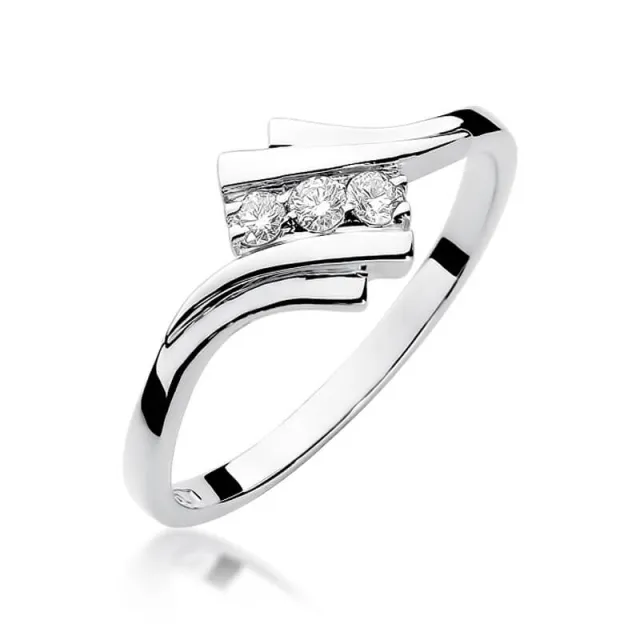 Złoty pierścionek z diamentem Białe złoto EW-247 0,09ct