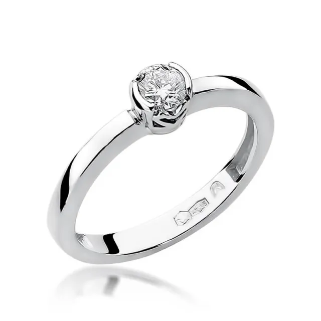 Złoty pierścionek z diamentem Białe złoto EW-131 0,25ct
