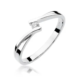 Złoty pierścionek z diamentem Białe złoto EW-137 0,04ct