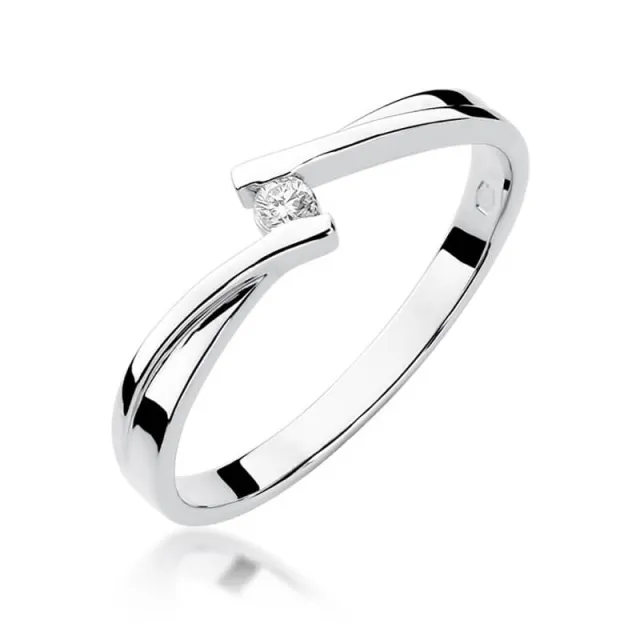 Złoty pierścionek z diamentem Białe złoto EW-137 0,04ct