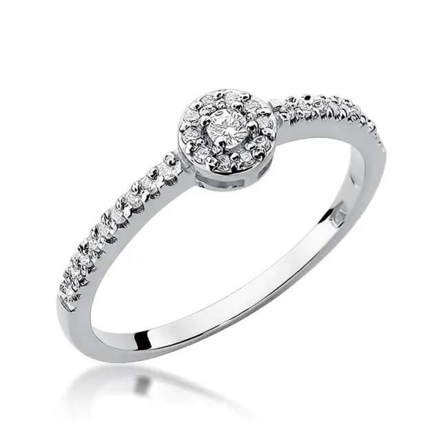 Złoty pierścionek z diamentem Białe złoto EW-273 0,19ct