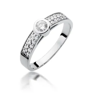 Złoty pierścionek z diamentem Białe złoto EW-389 0,35ct