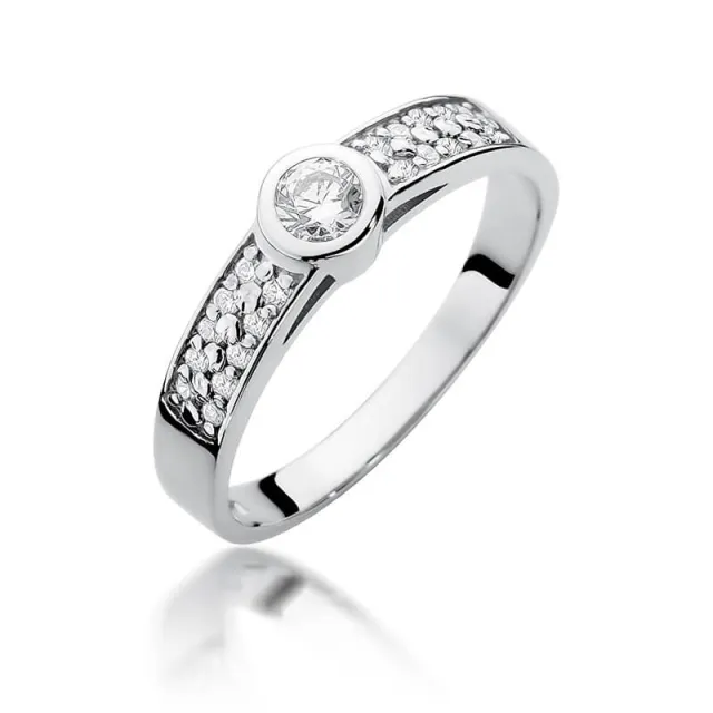 Złoty pierścionek z diamentem Białe złoto EW-389 0,35ct