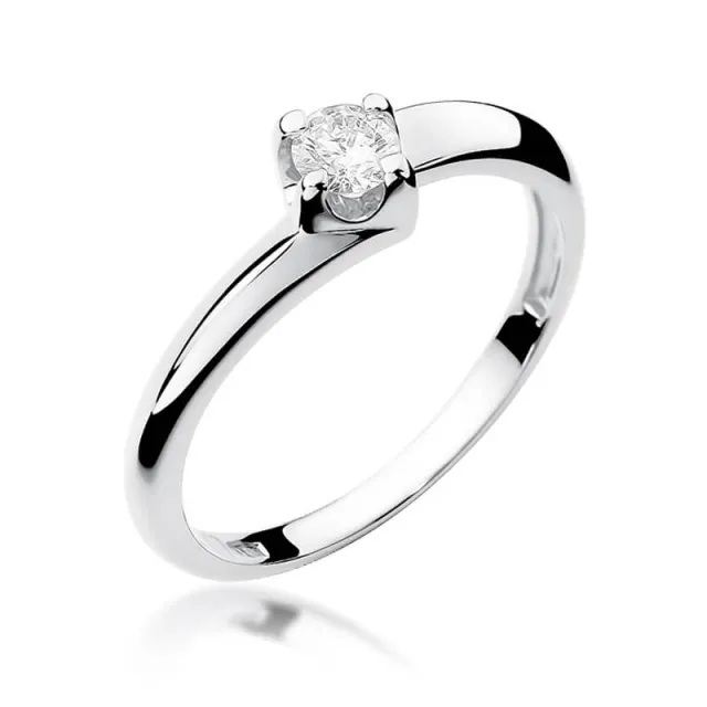 Złoty pierścionek z diamentem Białe złoto EW-161 0,20ct