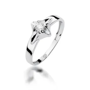 Złoty pierścionek z diamentem Białe złoto EW-155 0,12ct