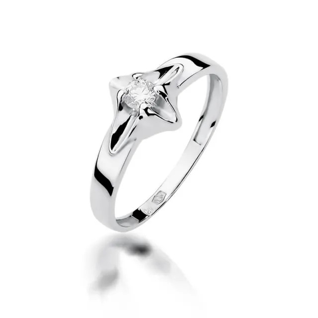Złoty pierścionek z diamentem Białe złoto EW-155 0,12ct