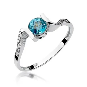 Złoty pierścionek z diamentem Białe złoto EW-120 topaz