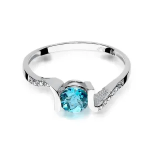 Złoty pierścionek z diamentem Białe złoto EW-120 topaz