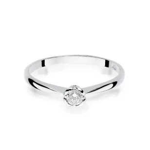 Złoty pierścionek z diamentem Białe złoto EW-54 0,10ct