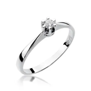 Złoty pierścionek z diamentem Białe złoto EW-36 0,10ct