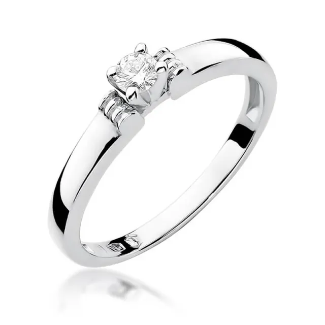Złoty pierścionek z diamentem Białe złoto EW-81 0,15ct