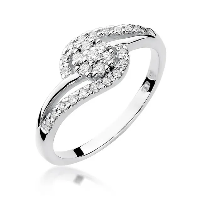 Złoty pierścionek z diamentem Białe złoto EW-184 0,17ct