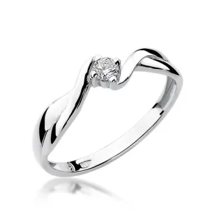 Złoty pierścionek z diamentem Białe złoto EW-208 0,08ct