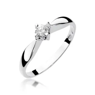 Pierścionek zaręczynowy z diamentem białe złoto 0,12ct