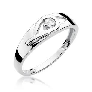 Złoty pierścionek z diamentem Białe złoto EW-253 0,12ct