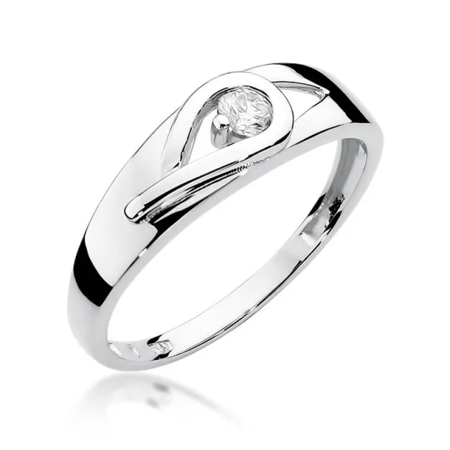 Złoty pierścionek z diamentem Białe złoto EW-253 0,12ct