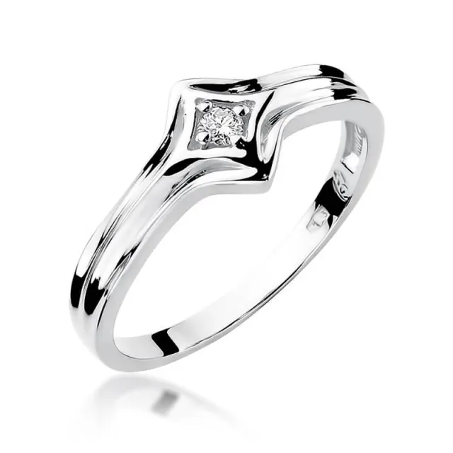 Złoty pierścionek z diamentem Białe złoto EW-29 0,05ct